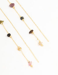 Gold Plated Semi Precious Station Thread Through Earrings - link has visual effect only