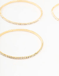 Gold Plated Stretch Cup Chain Tennis Stretch Bracelets 3-Pack - link has visual effect only