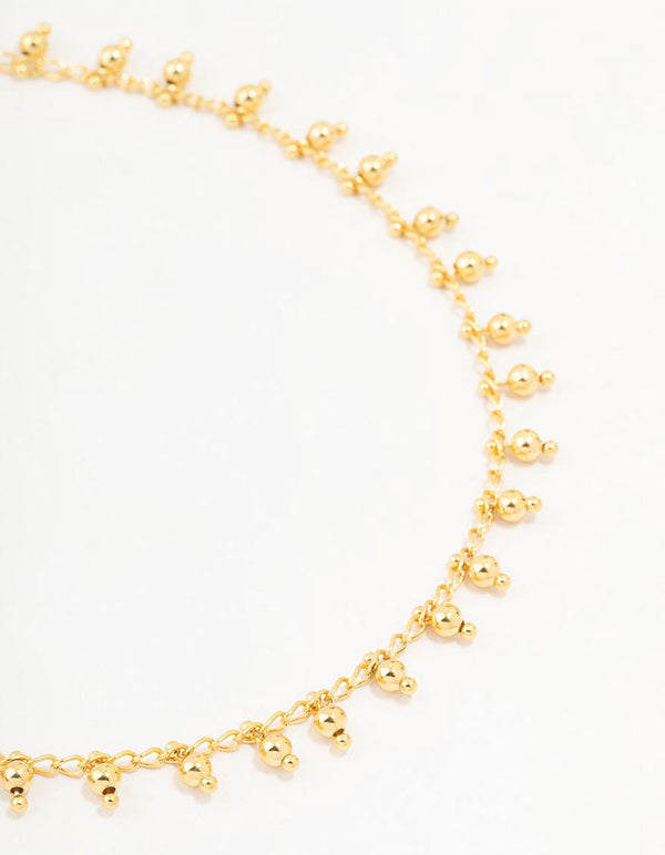 Gold Plated Bohemian Ball Drop Anklet