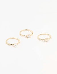 Gold Plated Bamboo Pearl Stacking Rings 3-Pack - link has visual effect only