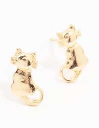 Gold Cat Stud Earrings - link has visual effect only