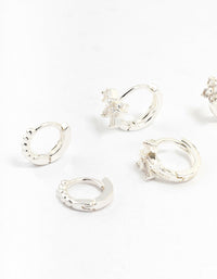 Silver Diamante Mixed Bow Earrings 4-Pack - link has visual effect only