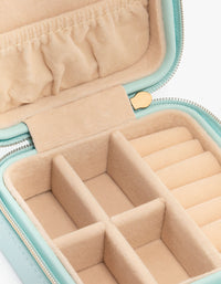 Blue Faux Leather Square Jewellery Case - link has visual effect only