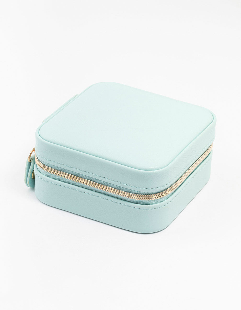 Blue Faux Leather Square Jewellery Case