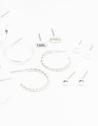 Silver Diamante & Pearl Hoop Earrings 8-Pack - link has visual effect only