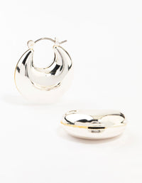 Puffy Silver Stretch Hoop Earrings - link has visual effect only