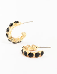 Gold Encased Round Diamante Hoop Earrings - link has visual effect only