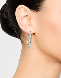Silver Narrow Teardrop Hoop Earrings - link has visual effect only
