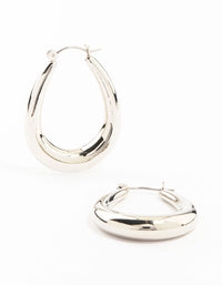 Silver Narrow Teardrop Hoop Earrings - link has visual effect only