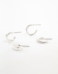 Double Silver Hoop & Spiral Earrings 2-Pack - link has visual effect only