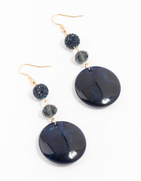 Gold & Black Fireball Marble Disc Drop Earrings - link has visual effect only