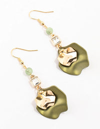 Gold Beaded Double Petal Drop Earrings - link has visual effect only