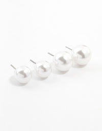 Multiple Pearl Plastic Stud Earrings 2-Pack - link has visual effect only