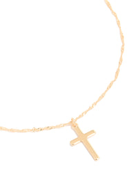 Gold Flat Solid Cross Necklace - link has visual effect only