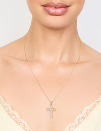 Gold Glitter Cross Necklace - link has visual effect only