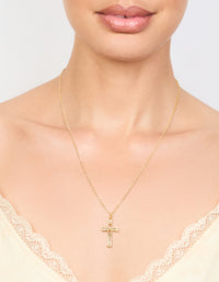 Gold Diamante Cross Necklace - link has visual effect only