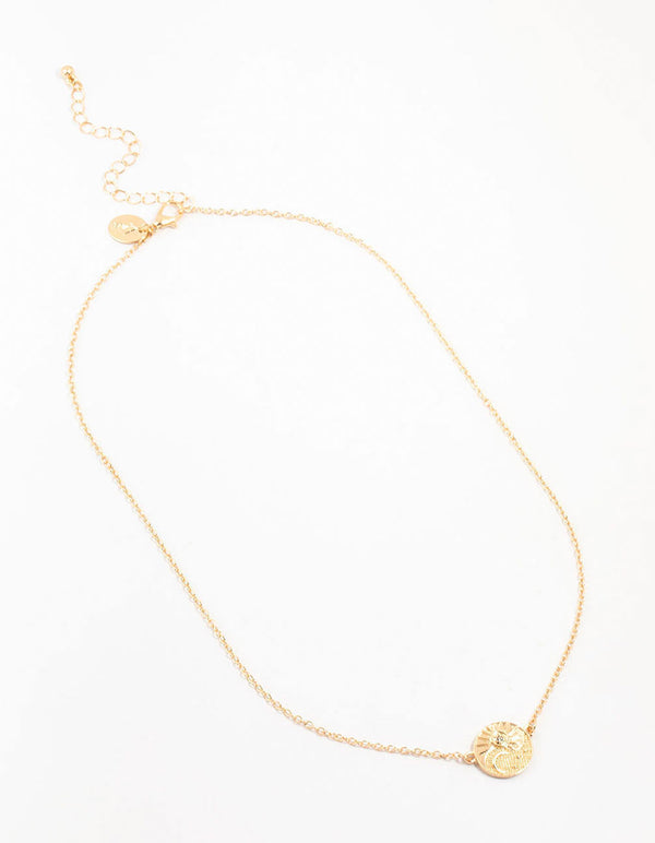 Gold Diamante Yin & Yang Star Necklace