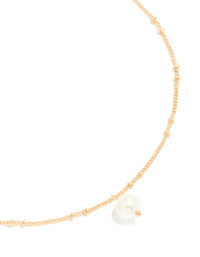Gold Ball Chain Pearl Necklace - link has visual effect only