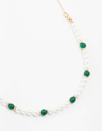 Pearl & Green Beads Necklace - link has visual effect only