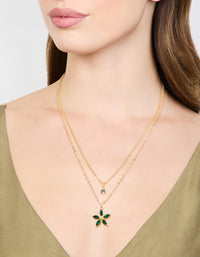 Gold Chain Diamante Flower Layered Necklace - link has visual effect only