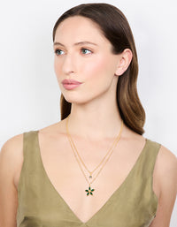 Gold Chain Diamante Flower Layered Necklace - link has visual effect only