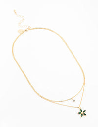 Gold Chain Diamante Flower Layered Necklace - link has visual effect only