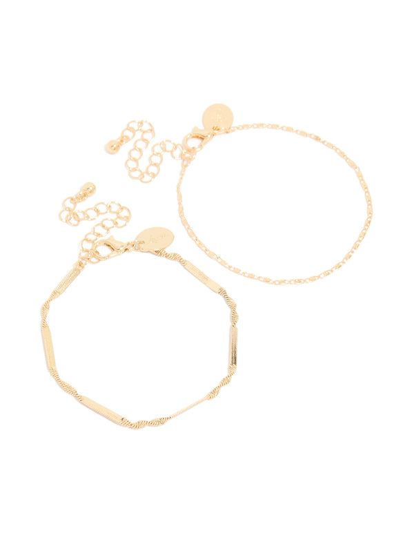 Gold Twisted Tab Bracelets 2-Pack