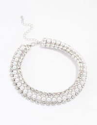 Silver Diamond & Pearl Necklace - link has visual effect only