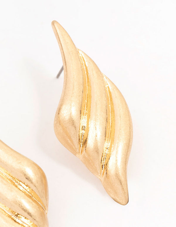 Gold Diamond Shaped Stud Earrings