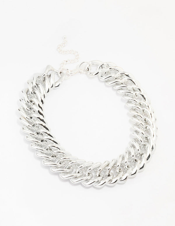 Silver Chunky Mixed Chain Necklace
