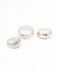 Silver Smooth & Ribbed Rings 3-Pack - link has visual effect only