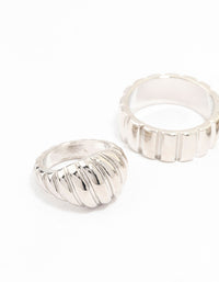 Silver Smooth & Ribbed Rings 3-Pack - link has visual effect only