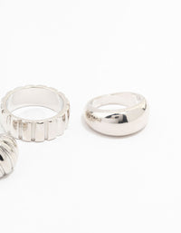 Silver Smooth & Ribbed Rings 3-Pack - link has visual effect only