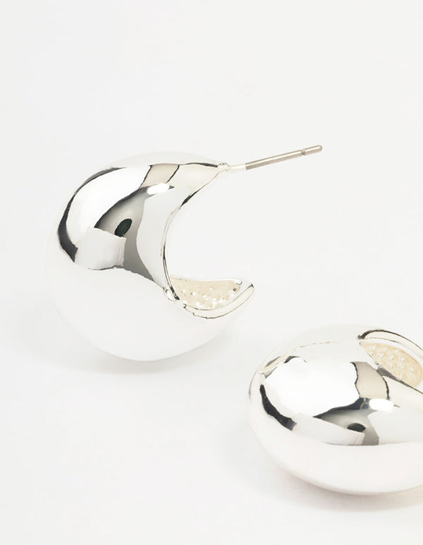 Silver Plated Brass  Chunky Hoop Earrings