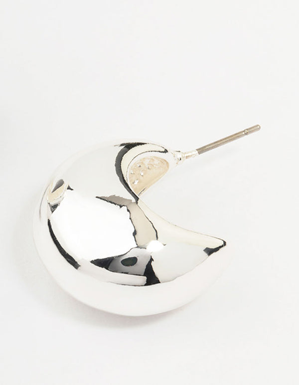 Silver Plated Brass  Chunky Hoop Earrings