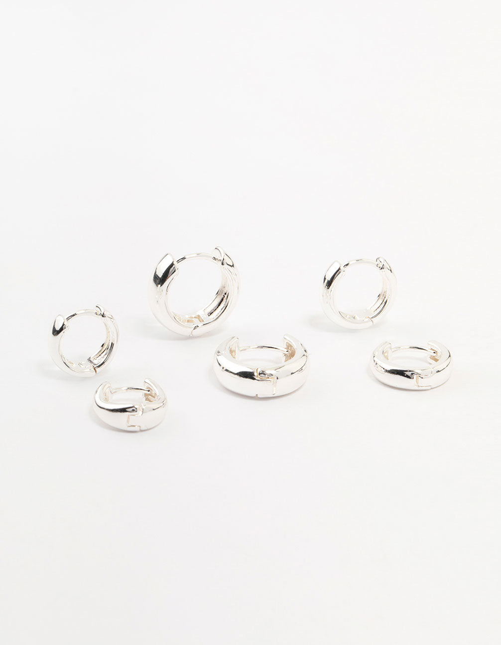 Silver Plated Brass  Graduating Hoop Earrings 3-Pack