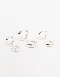 Silver Plated Brass  Graduating Hoop Earrings 3-Pack - link has visual effect only
