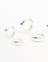 Silver Plated Brass  Graduating Hoop Earrings 3-Pack - link has visual effect only
