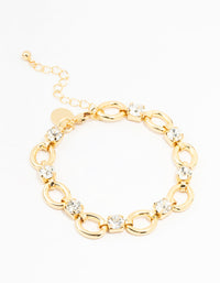 Gold Plated Brass Alternating Oval & Crystal Bracelet - link has visual effect only