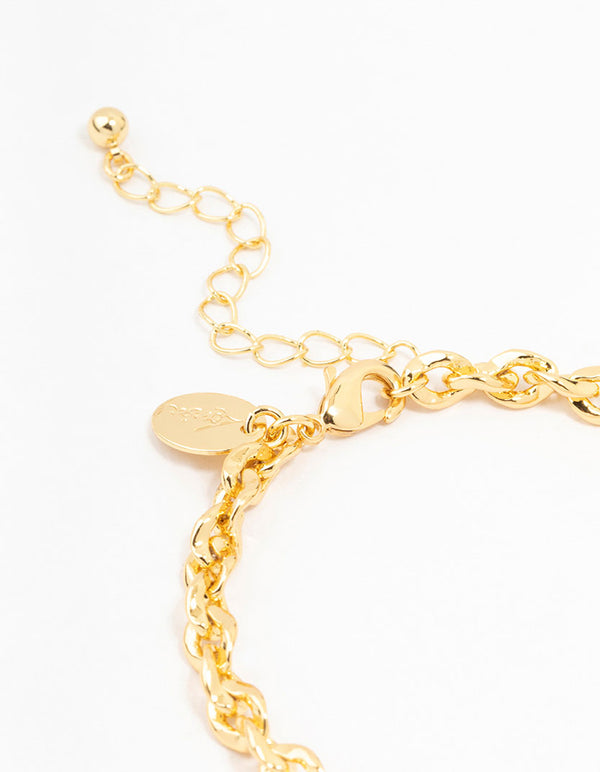 Gold Plated Brass Twisted Curb Chain Bracelet