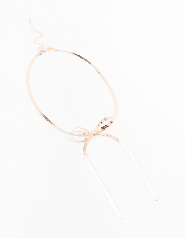 Rose Gold Snake Chain Bow Necklace