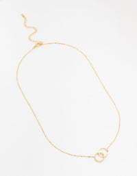 Gold Plated Pavé Link Hoop Necklace - link has visual effect only