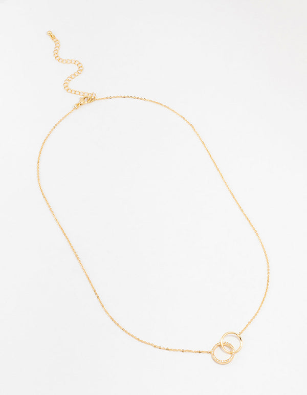 Gold Plated Pavé Link Hoop Necklace