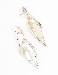 Silver Folded Leaf Stud Earrings - link has visual effect only