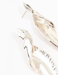 Silver Folded Leaf Stud Earrings - link has visual effect only