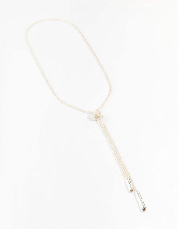 Silver Knot Long Chain Necklace
