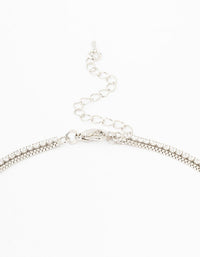 Silver Cubic Zirconia Double Row Pearl Pendant Necklace - link has visual effect only