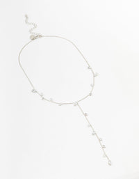 Silver Cubic Zirconia Vine Leaf Y-Necklace - link has visual effect only