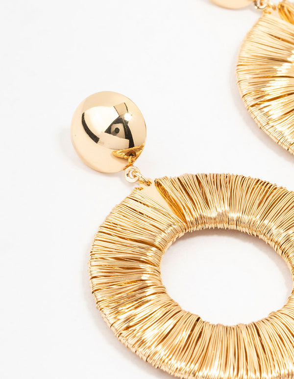Gold Wire Wrapped Drop Earrings