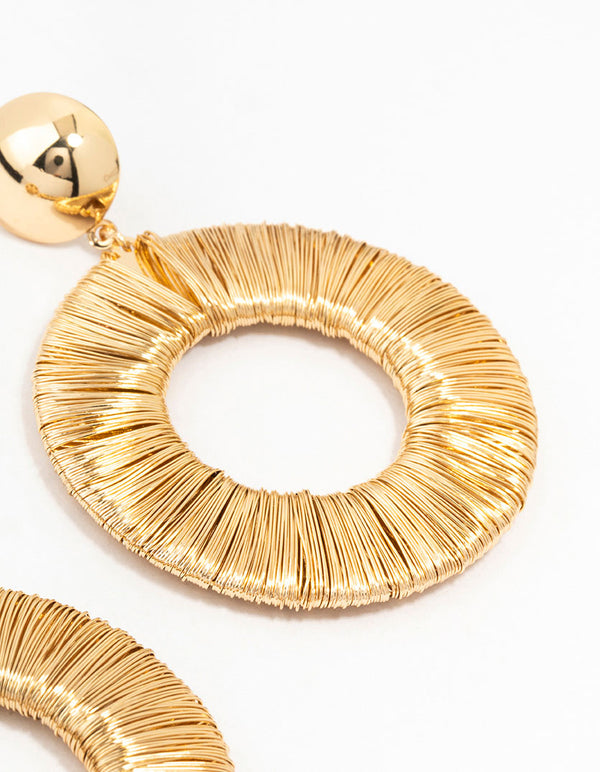 Gold Wire Wrapped Drop Earrings